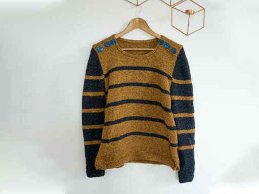 Durable - Gestreifter Pullover mit Knopfleiste