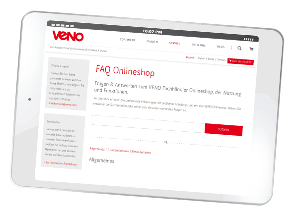 VENO Onlineshop FAQ